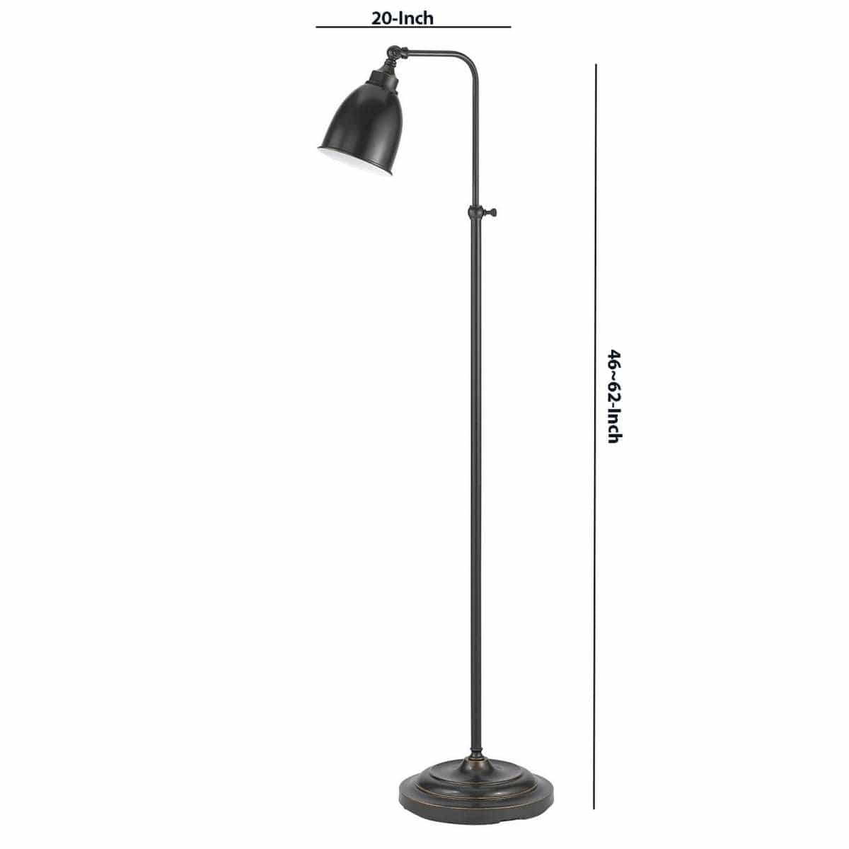 Benzara Metal Round 62" Floor Lamp With Adjustable Pole, Dark Bronze By Benzara Floor Lamps BM225100