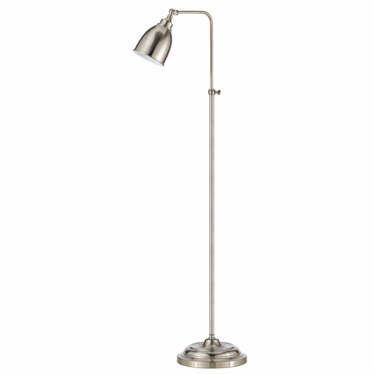 Benzara Metal Round 62" Floor Lamp With Adjustable Pole, Silver By Benzara Floor Lamps BM225099