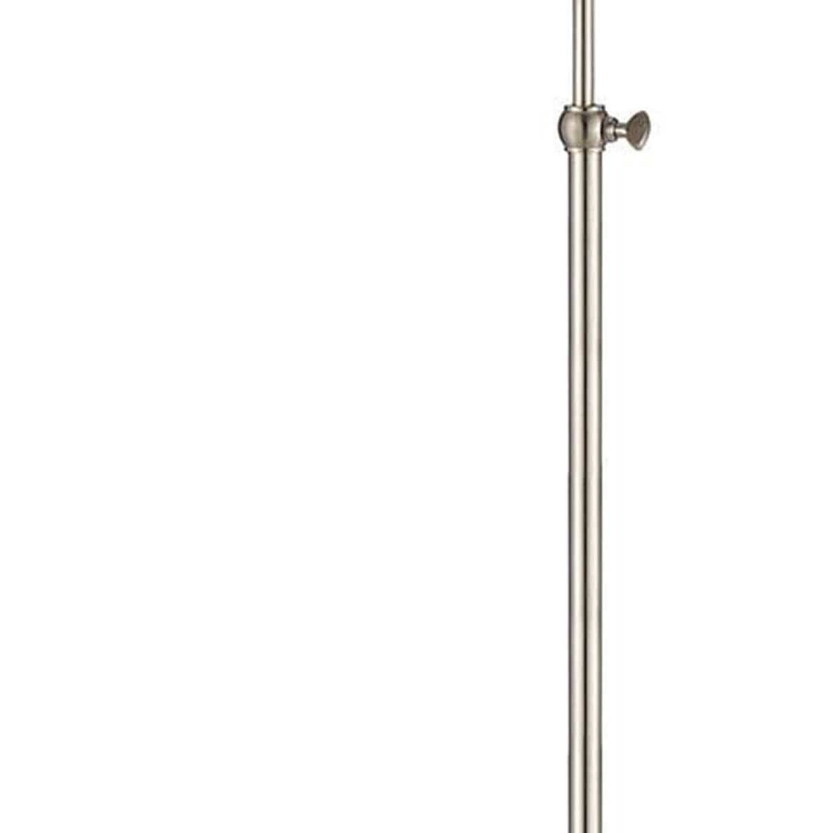 Benzara Metal Round 62" Floor Lamp With Adjustable Pole, Silver By Benzara Floor Lamps BM225099