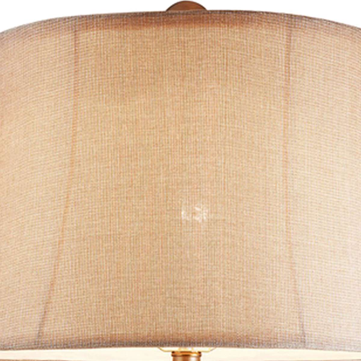 Benzara Table Lamp With Filigree Accent Base And Fabric Shade, Brown By Benzara Table Lamps BM240299