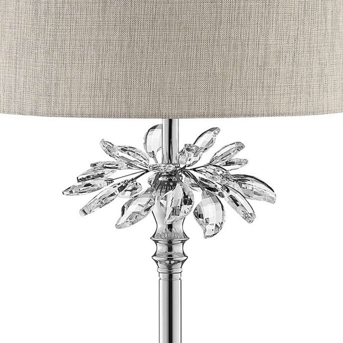 Benzara Table Lamp With Starburst Crystal Accent, Gray And Silver By Benzara Table Lamps BM240451