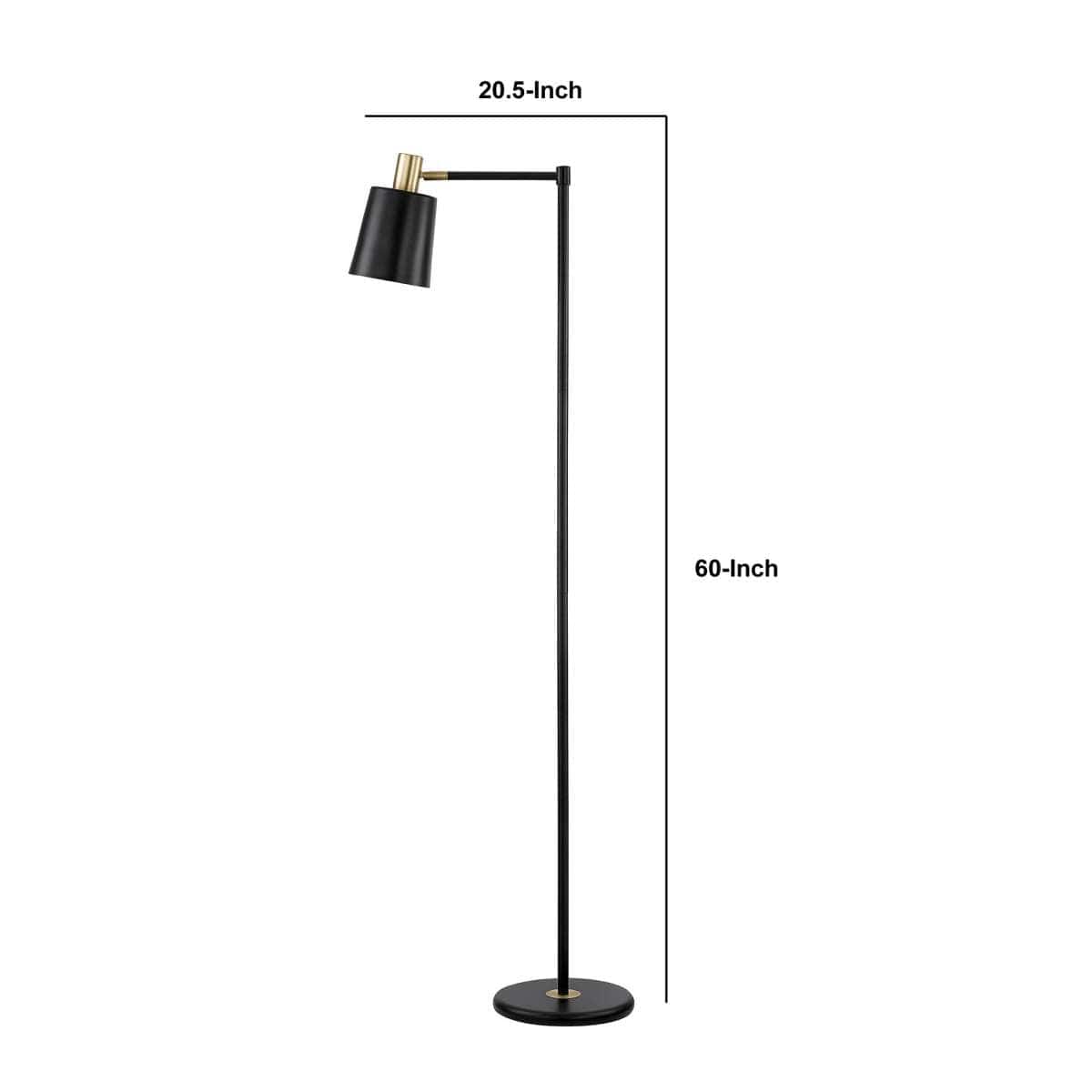 Benzara Tubular Metal Floor Lamp With Horn Style Shade, Black By Benzara Floor Lamps BM233239