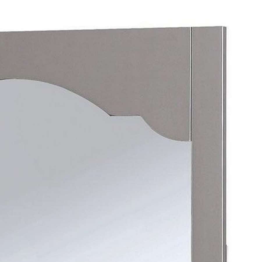 Benzara Wooden Encasing Mirror With Arched Design Top, Gray By Benzara Mirrors BM235453