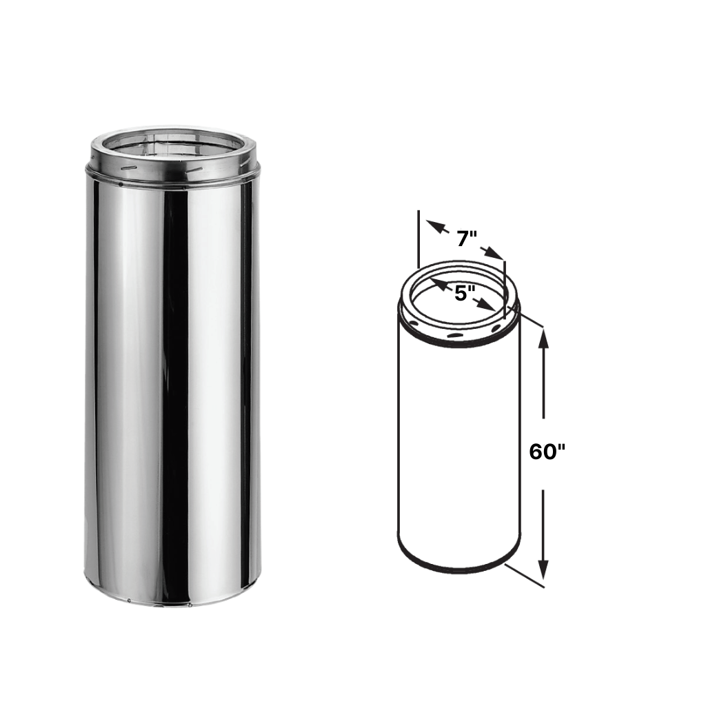 DuraVent - DuraTech 5" Diameter Galvalume Steel CF 60" Pipe Length 5DT-60CF All Fuel Chimney Pipe