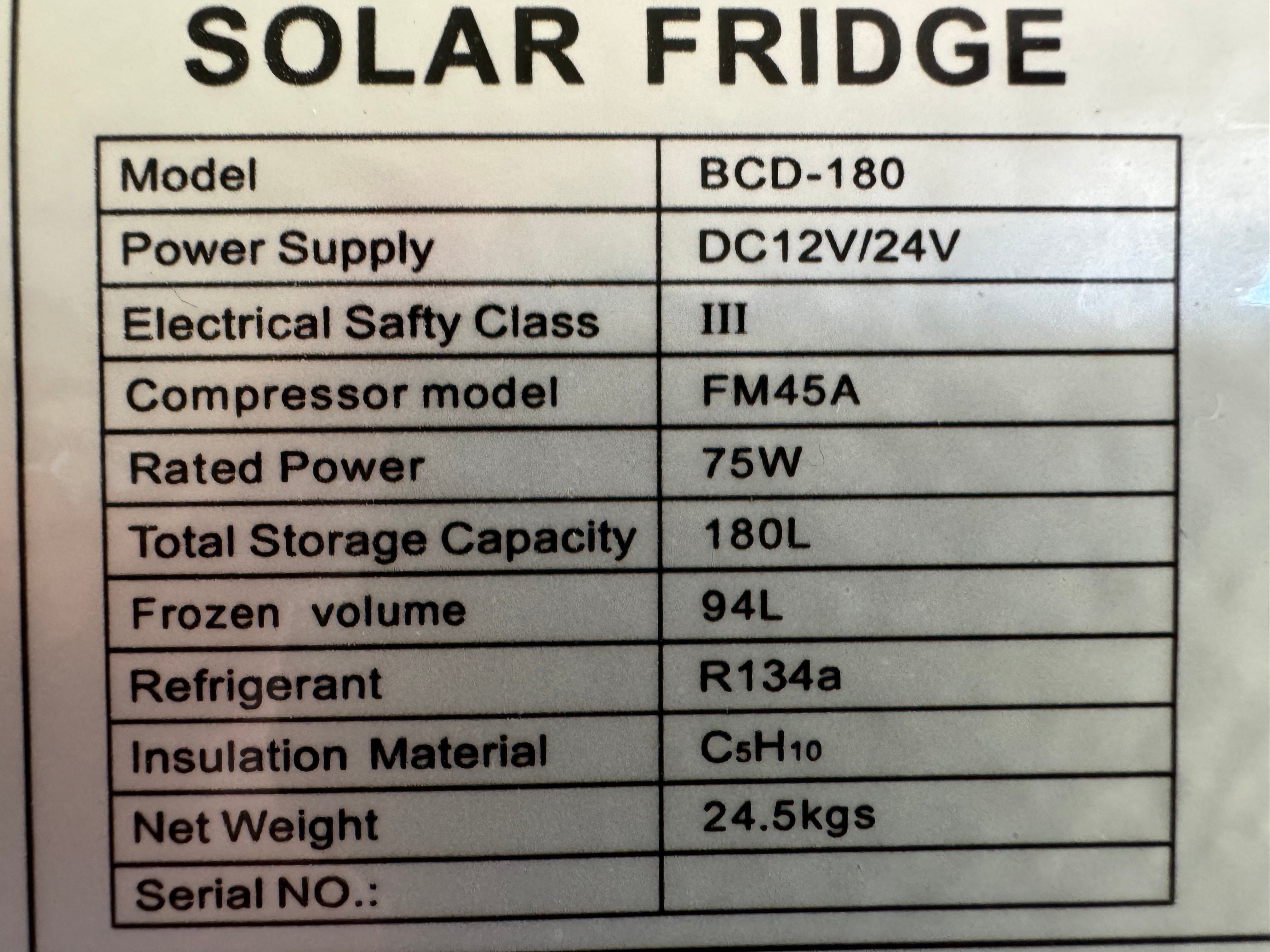 COOL-J CoolJ BCD 180L 12V Solar Power Fridge Fridge