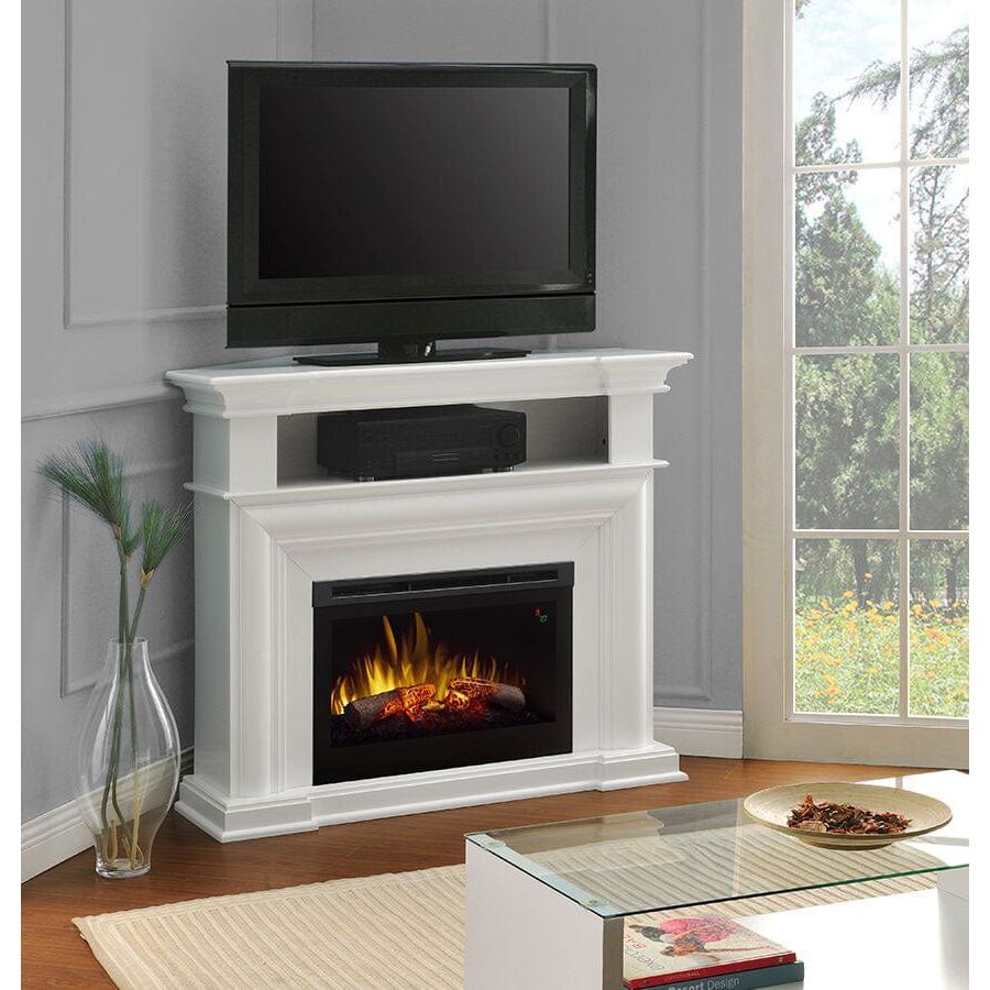 Dimplex Colleen Wall or Corner Electric Fireplace Media Console in White Electric Fireplace TV and Media Consoles 170387