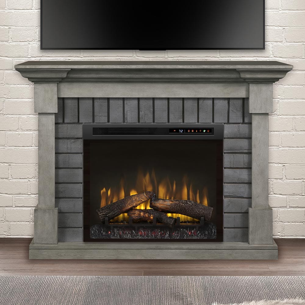 Royce Electric Fireplace Mantel Package in Smoke Stack Grey SAMPLE PHOTO