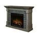 Royce Electric Fireplace Mantel Package in Smoke Stack Grey FRONT  AND SIDE VIEW