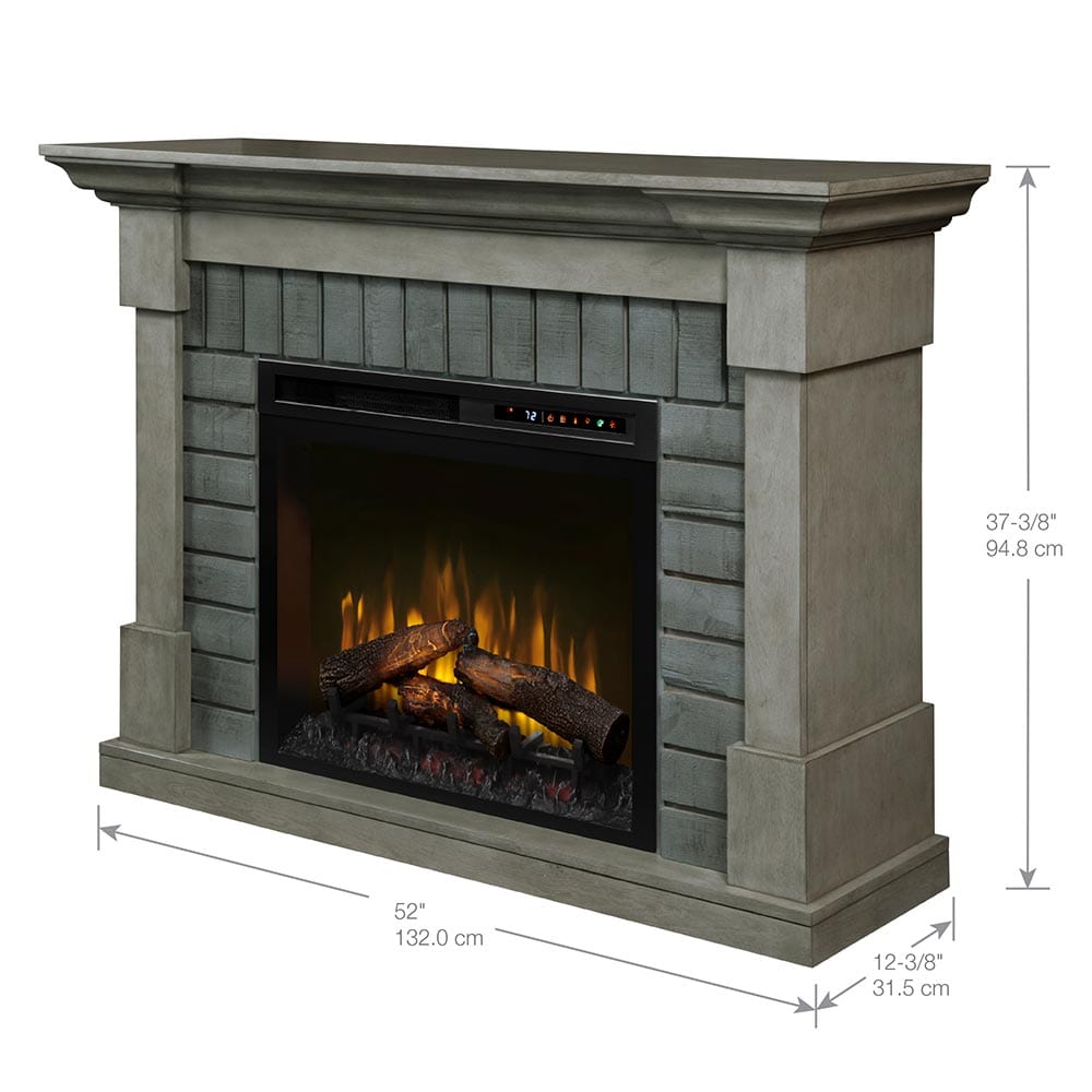 Royce Electric Fireplace Mantel Package in Smoke Stack Grey FWITH SIZES