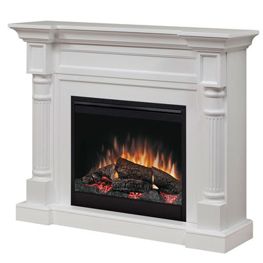 Winston Electric Fireplace Mantel Package in White FRONT AND SIDE VIEW