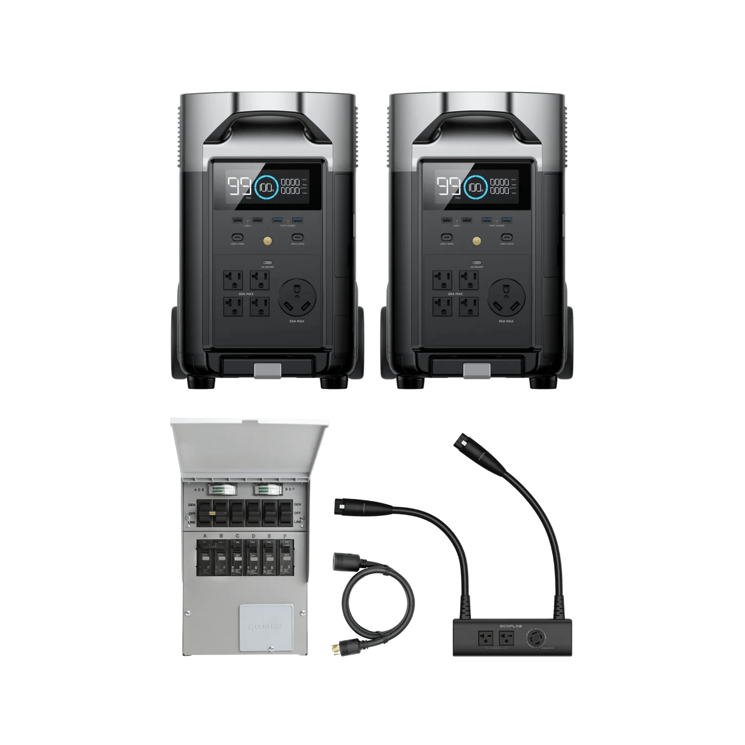 EcoFlow DELTA Pro*2 + Double Voltage Hub + Transfer Switch