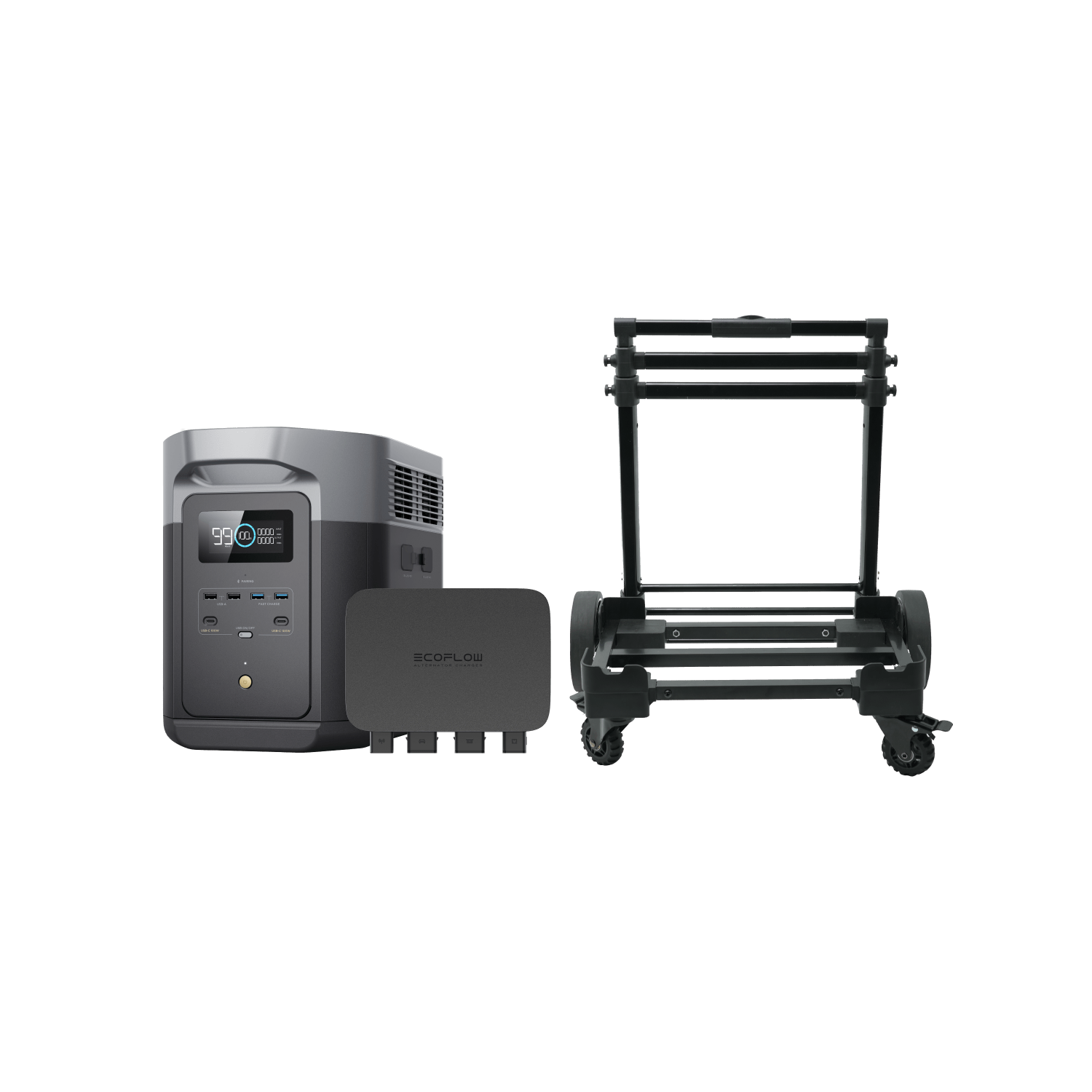 EcoFlow Alternator Charger EcoFlow DELTA 2 MAX + 800W Alternator Charger  + Hand Truck EcoFlow DELTA 2 MAX + 800W Alternator Charger  + Hand Truck