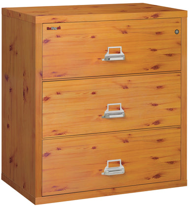 FireKing 3-3822-C Premium Designer Three Drawer 38" W Lateral Fire File Cabinet knotty pine