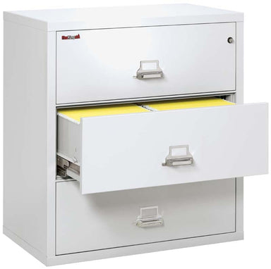 FireKing 3-3822-C Three Drawer 38" W Lateral Fire File Cabinet Arctic White open