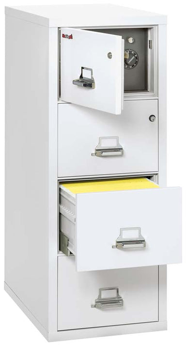 FireKing 4-2131-CSF 4 Drawer Legal Safe In A Fire File Cabinet Arctic White open