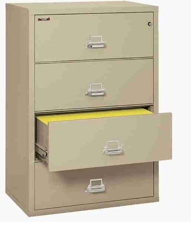 FireKing 4-3822-C Premium Designer Four Drawer 38" W Lateral Fire File Cabinet Pewter