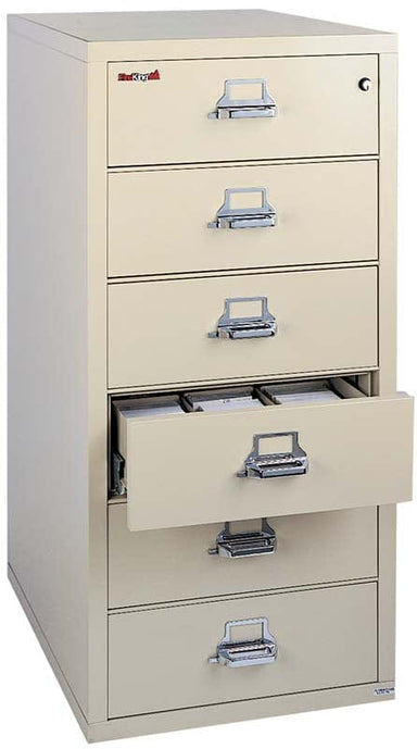 FireKing 6-2552-C 6 Drawer Card-Check-Note Fireproof File Cabinet open