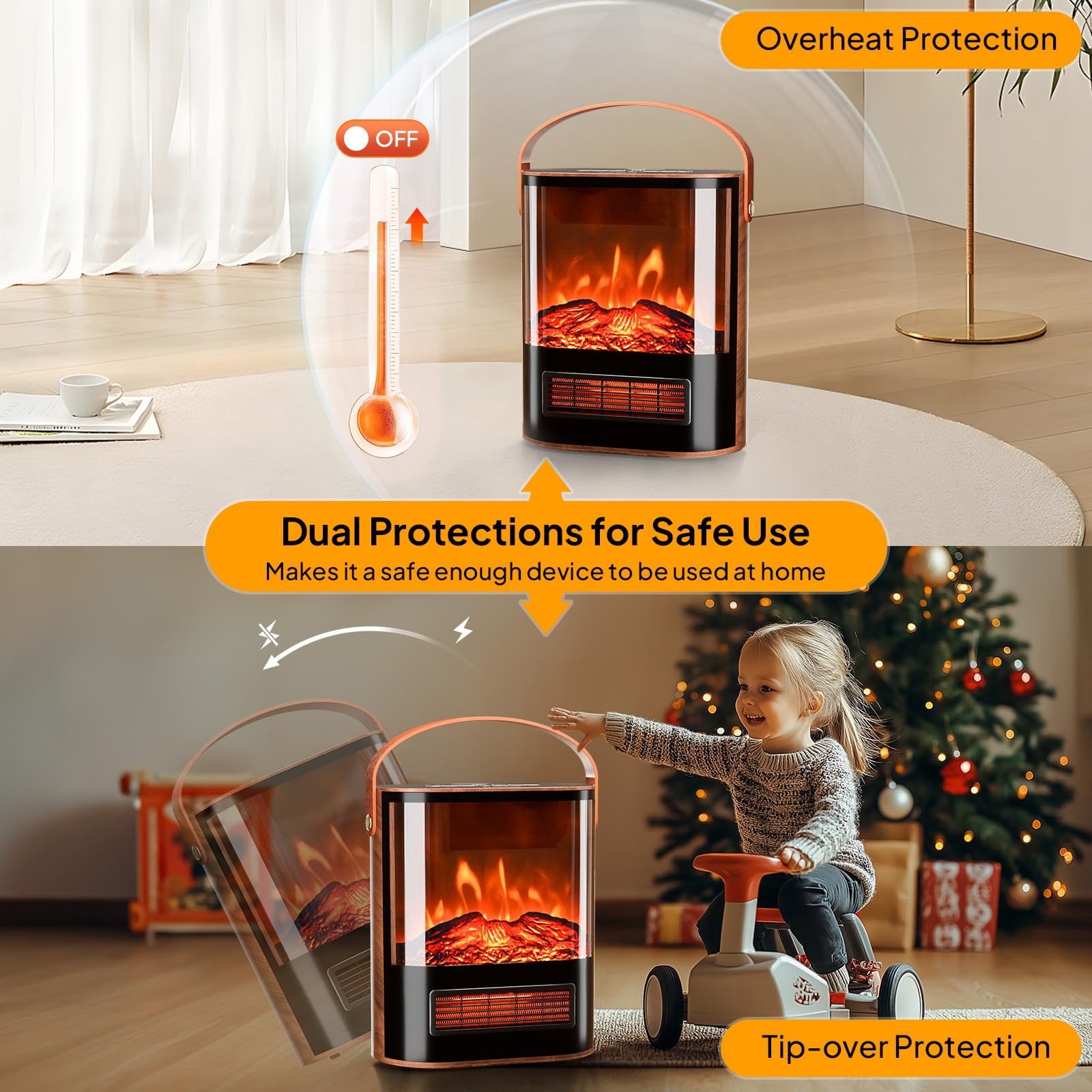 ROVSUN 1500W 120V Electric Fireplace Heater with Remote & Timer