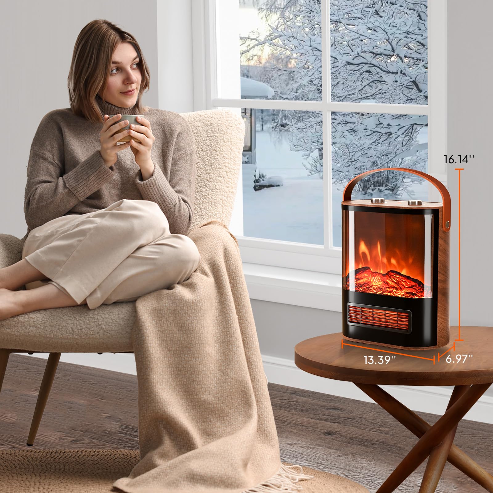 ROVSUN 1500W 120V Electric Fireplace Heater