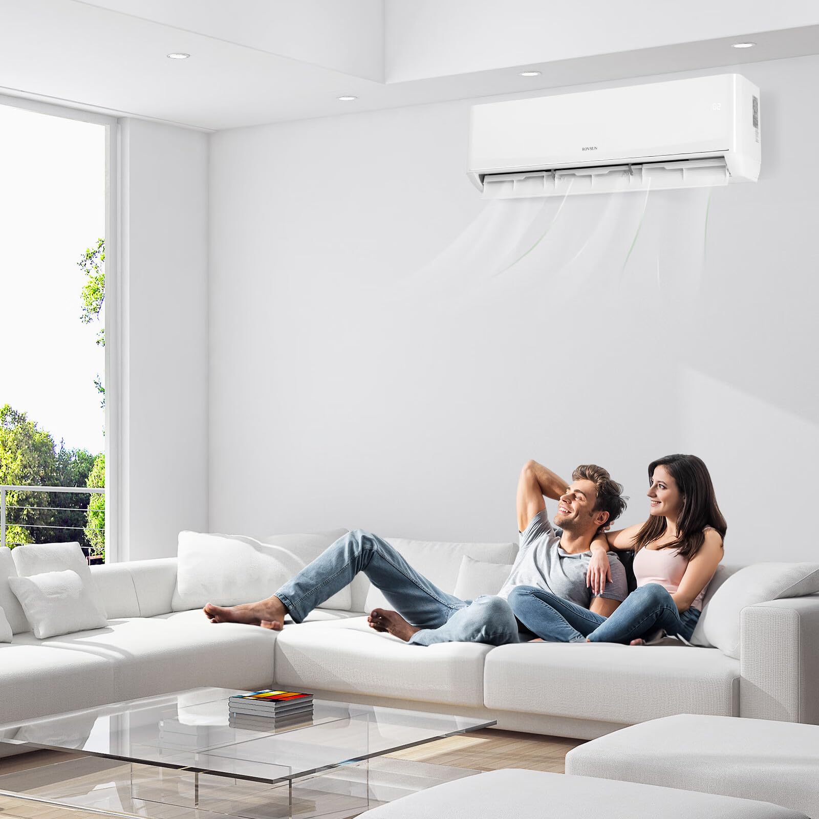 ROVSUN 12,000 BTU 22 SEER2 115V Wifi Enabled Ductless Mini Split Air Conditioner with Heat Pump Inverter & Install Kit
