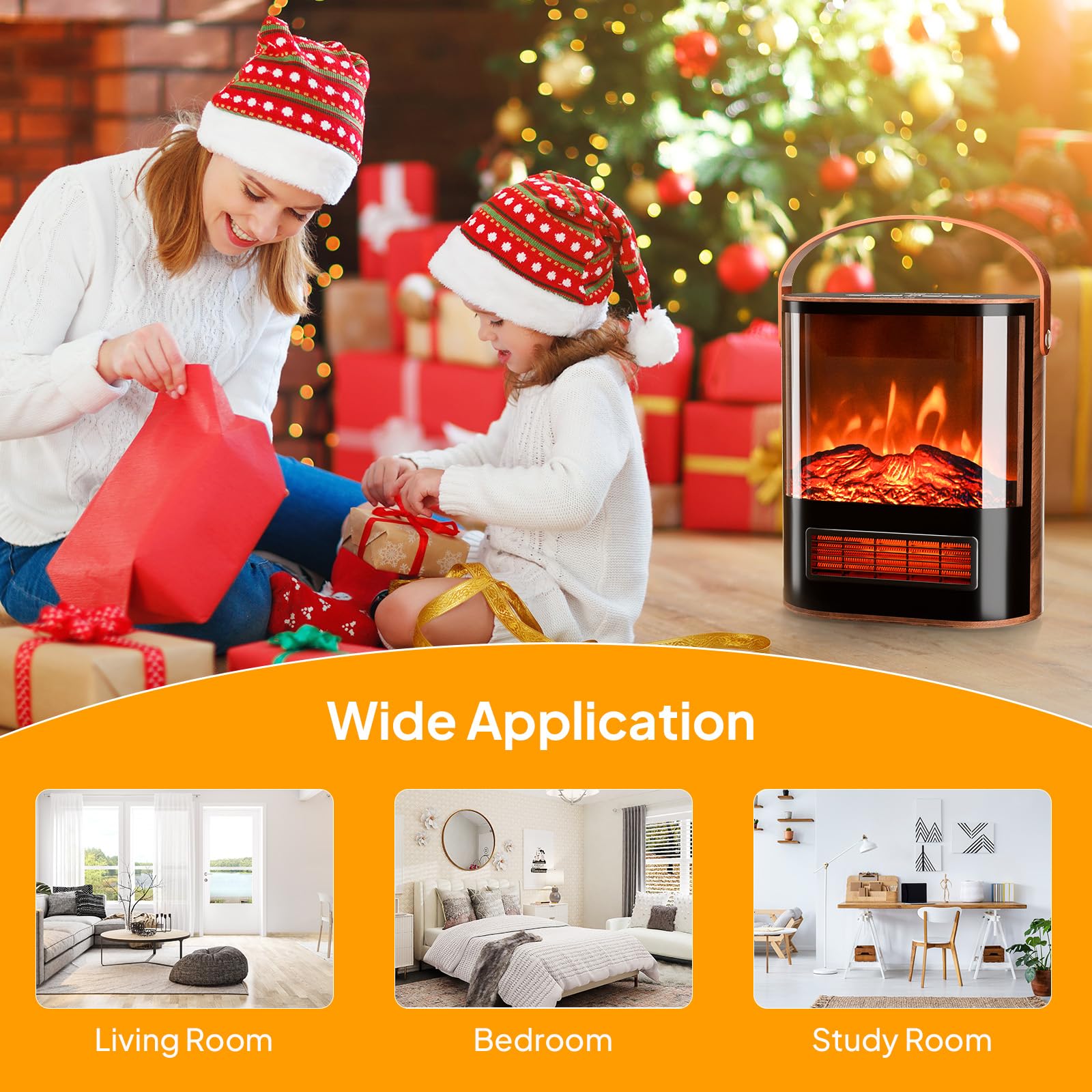 ROVSUN 1500W 120V Electric Fireplace Heater with Remote & Timer