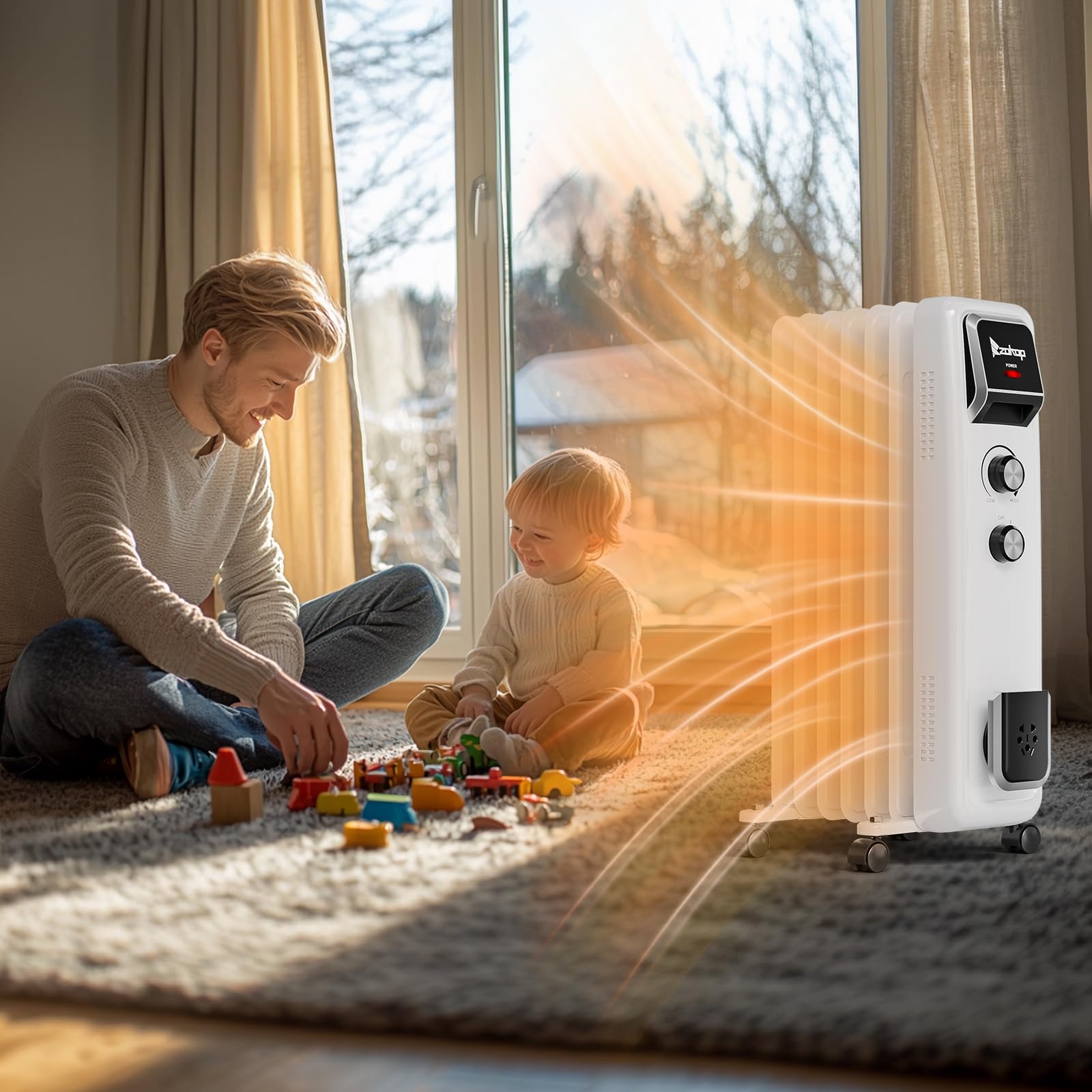 1500W 120V Oil Filled Radiator Heater White