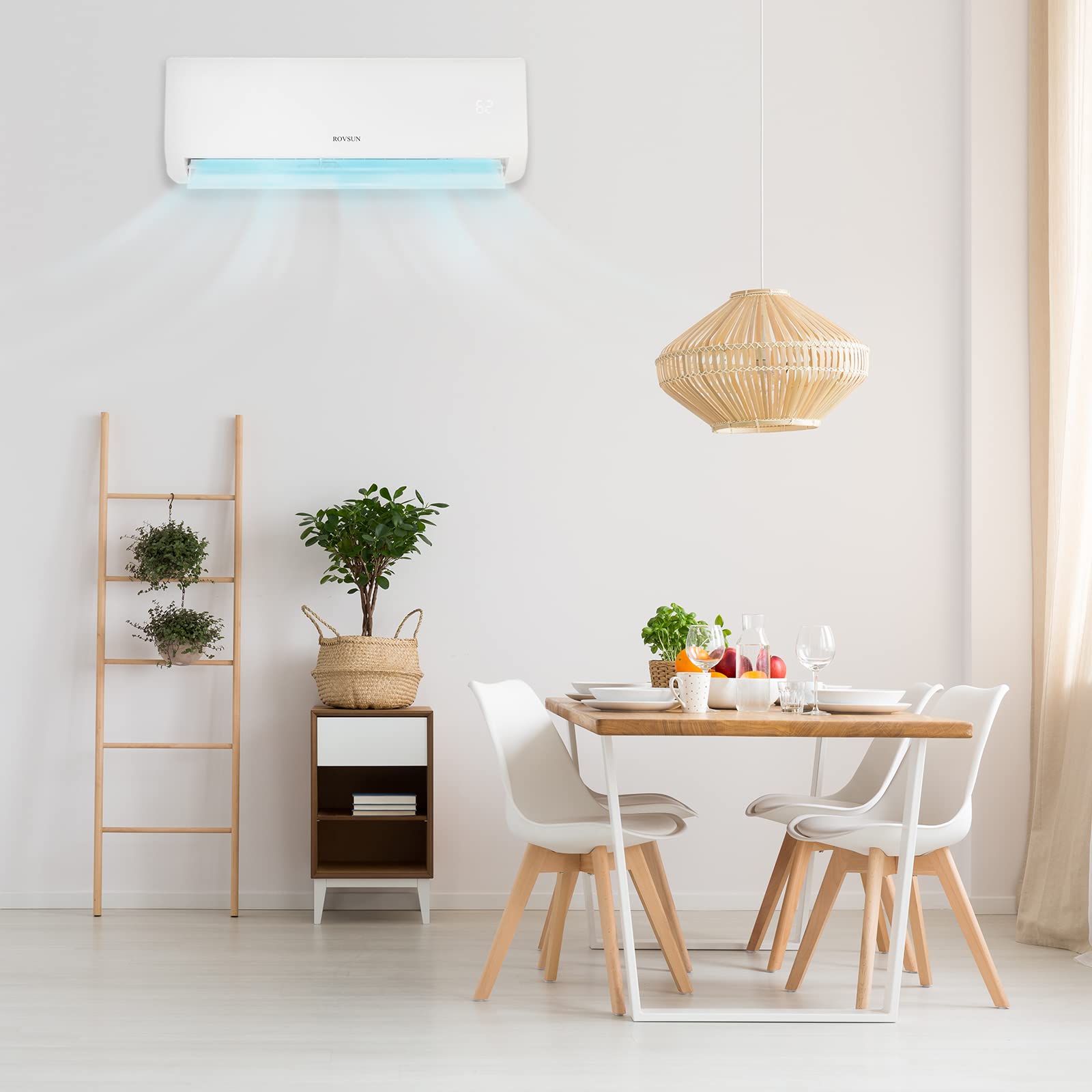 ROVSUN 12,000 BTU 21 SEER2 115V Wifi Enabled Ductless Mini Split Air Conditioner with Heat Pump Inverter & Install Kit