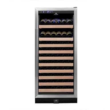 Kingsbottle 100 Bottle Kitchen Wine Refrigerator Freestanding Wine Coolers Glass Door with Stainless Steel Trim / Left Hand Hinge / 2-Year Warranty (Free) KBU100WX-SS LHH