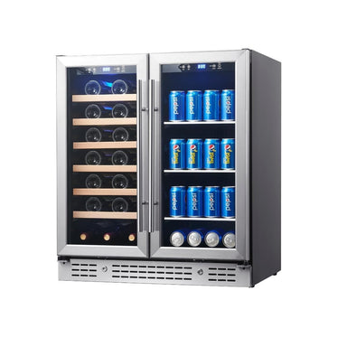 Kingsbottle 30" Combination Beer and Wine Cooler with Low-E Glass Door Wine & Beverage Cooler Combos Glass Door With Stainless Steel Trim / Free 2-Year Warranty KBU165BW-SS