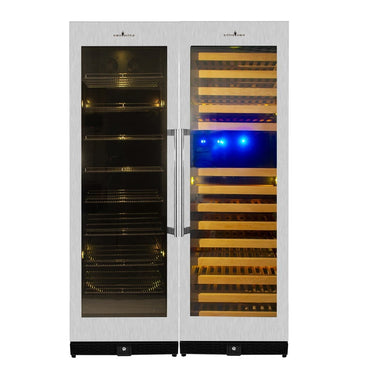 Kingsbottle KingsBottle KBU170BW3 72" Tall Beer And Wine Refrigerator Combo With Glass Door Beverage Cooler Glass Door With Stainless Steel Trime / 2-Year KBU170BW3-SS