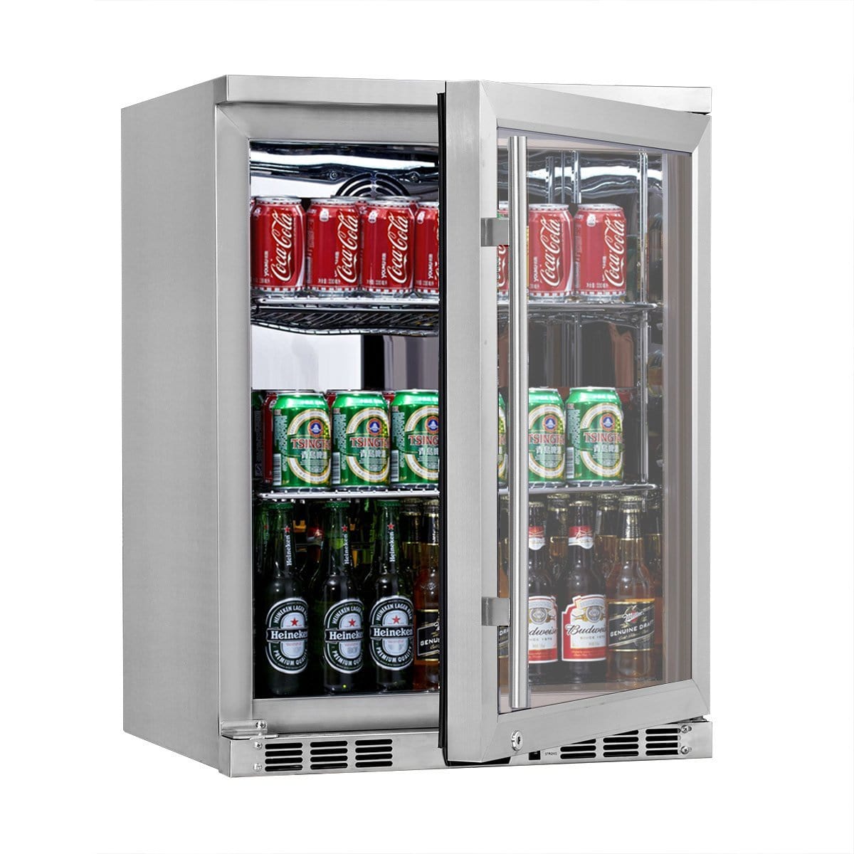 Kingsbottle KingsBottle KBU55M 24 Inch Under Counter Beer Cooler Drinks Stainless Steel Beverage Cooler Right KBU55M RHH