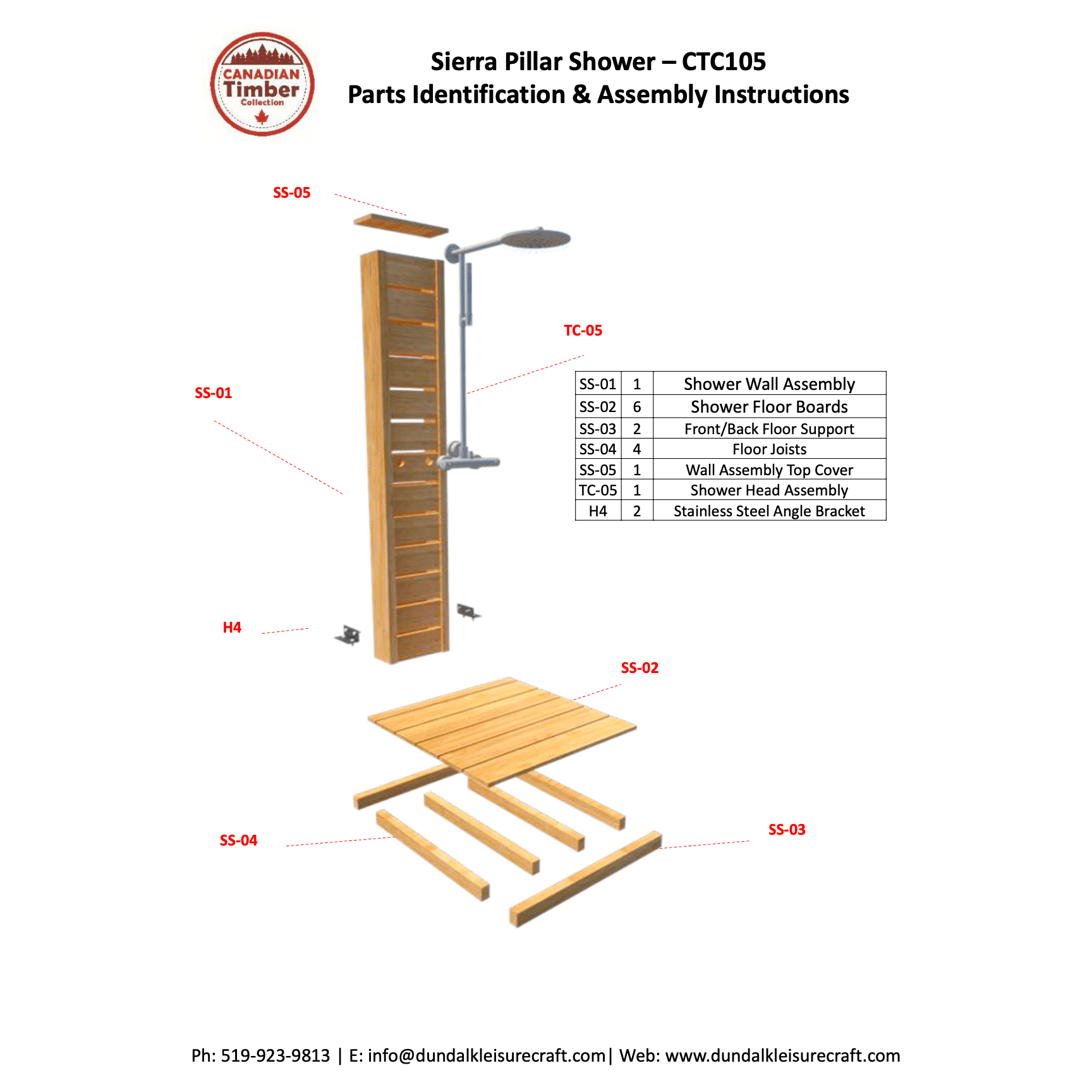 Leisurecraft Sierra Pillar Shower | Canadian Timber Collection | Outdoor Shower Kit Shower Stalls & Kits