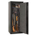 Liberty Gun Safe Centurion 18 open with items inside such as hunting equipment, gun rack.