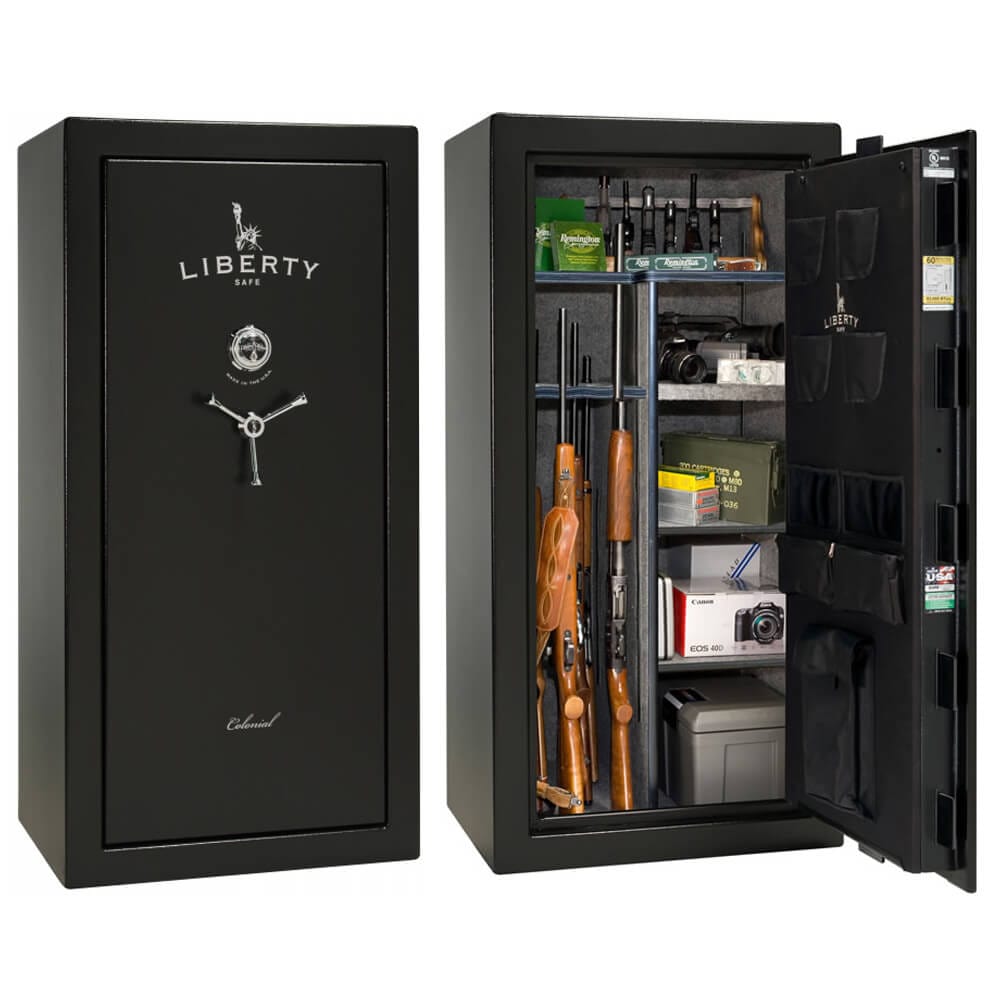 Liberty Liberty Gun Safe Colonial 23 CO23 Gun Safe Black Textured / Gray Fabric / Chrome Hardware LIB Special Order