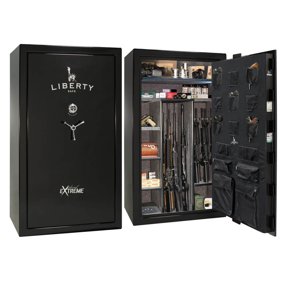 Liberty Liberty Gun Safe Colonial 50 Extreme CO50 Gun Safe Black Gloss / Gray Fabric / Chrome Hardware