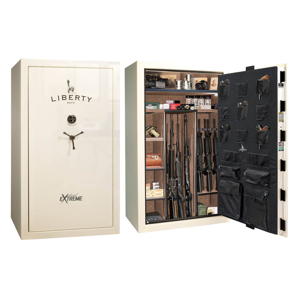 Liberty Liberty Gun Safe Colonial 50 Extreme CO50 Gun Safe White Gloss / Camel Fabric / Black Chrome Hardware