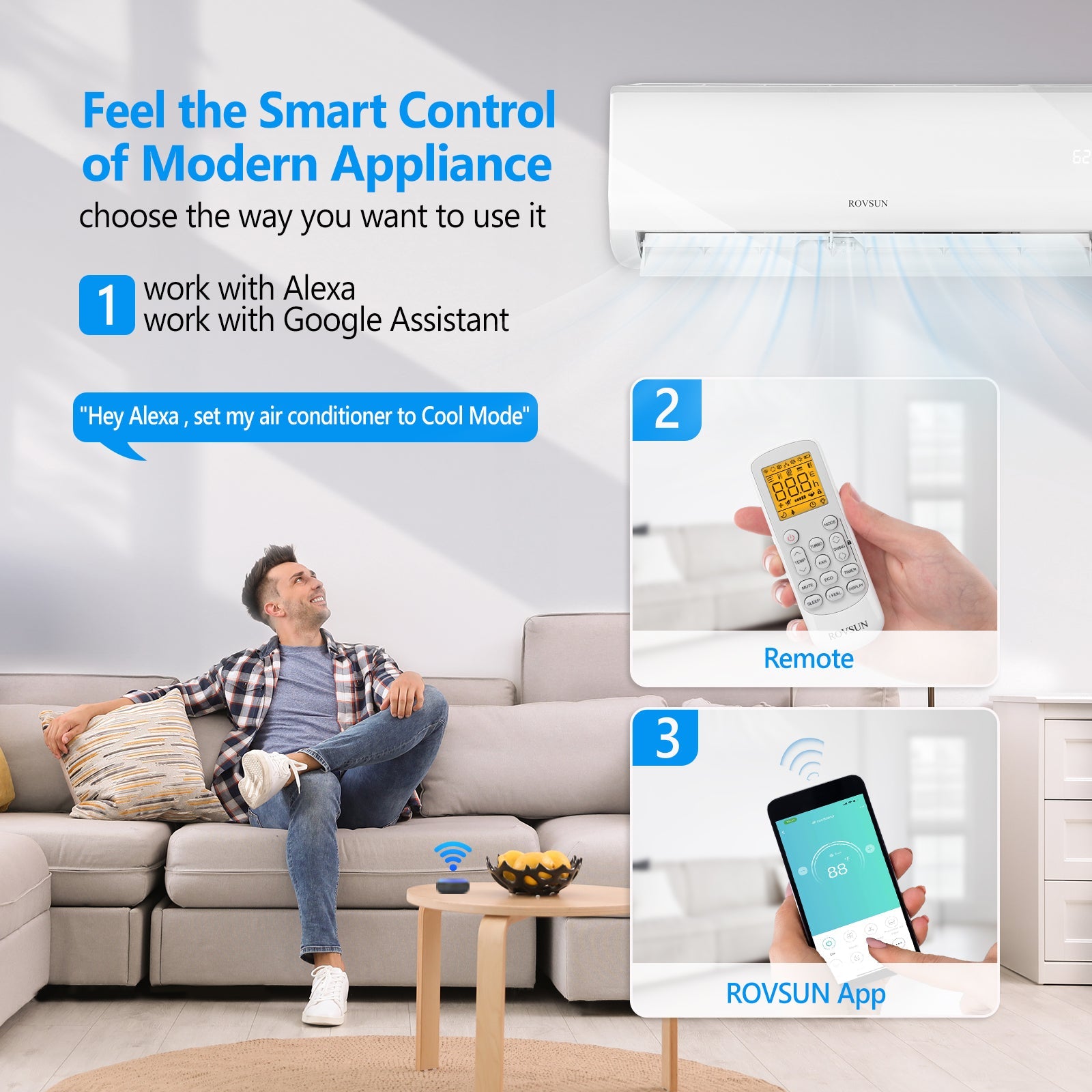 ROVSUN 18,000 BTU 19 SEER2 230V Wifi Enabled Ductless Mini Split Air Conditioner with Heat Pump Inverter & Install Kit