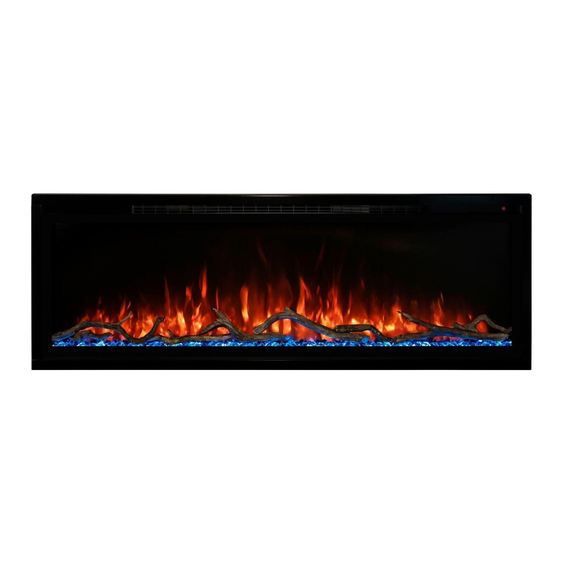 Modern Flames Modern Flames Allwood Wall System in Coastal Sand | 60'' Spectrum Slimline Electric Fireplace Mantel Package AFWS-MAIN-CS / SPS-60B / AFWS-SIDE-CS-2 pcs