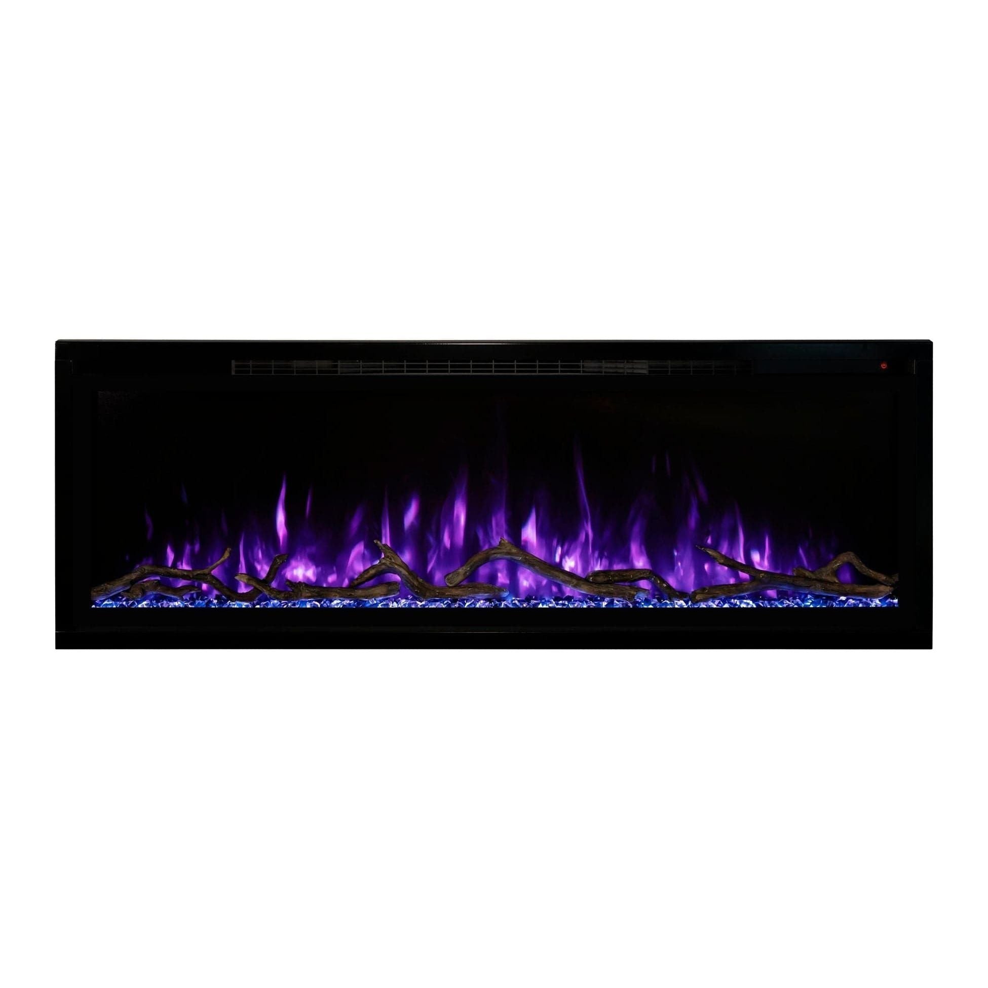 Modern Flames Modern Flames Allwood Wall System in Coastal Sand | 60'' Spectrum Slimline Electric Fireplace Mantel Package AFWS-MAIN-CS / SPS-60B / AFWS-SIDE-CS-2 pcs