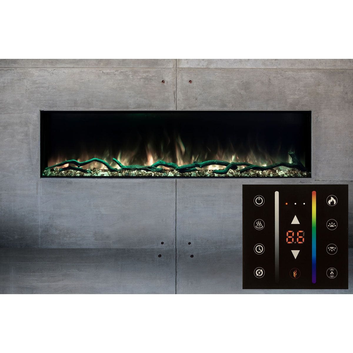 Modern Flames Modern Flames Landscape Pro Slim 44" Built In Linear Electric Fireplace Wall Mount Built In Electric Fireplace Invisible Non Glare Screen / Thermostat & Wall Control & Remote LPS-4414  / SCREEN-44LPS / TH-WTC/LP