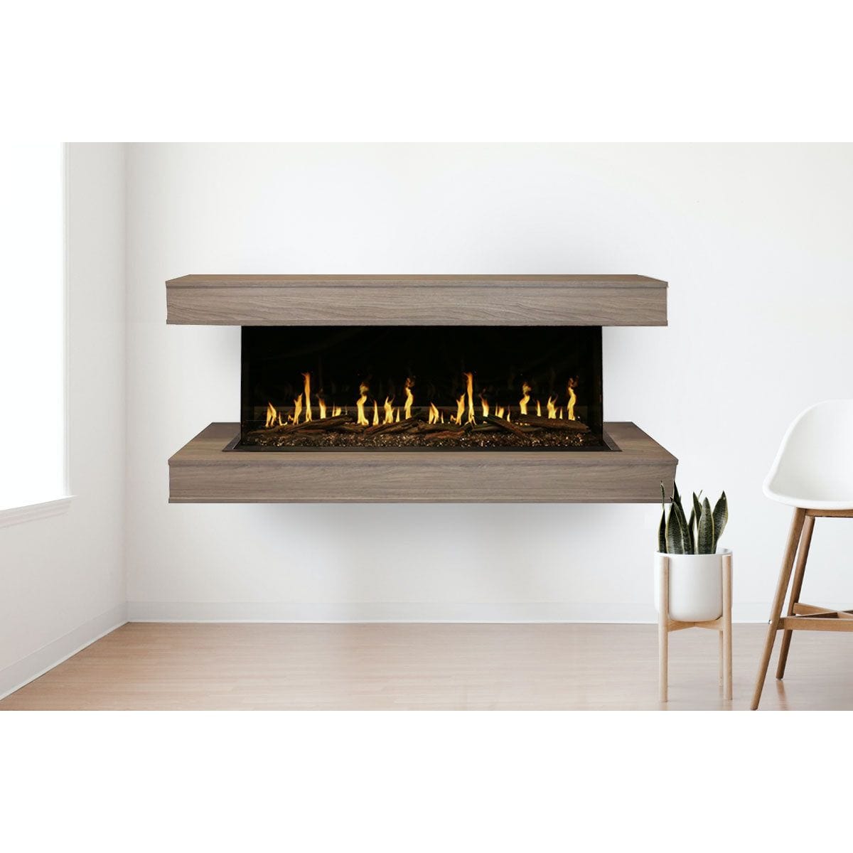 Modern Flames Orion Multi 73'' Electric Fireplace Wall Mount Studio Suite | Coastal Sand SAMPLE PHOTO