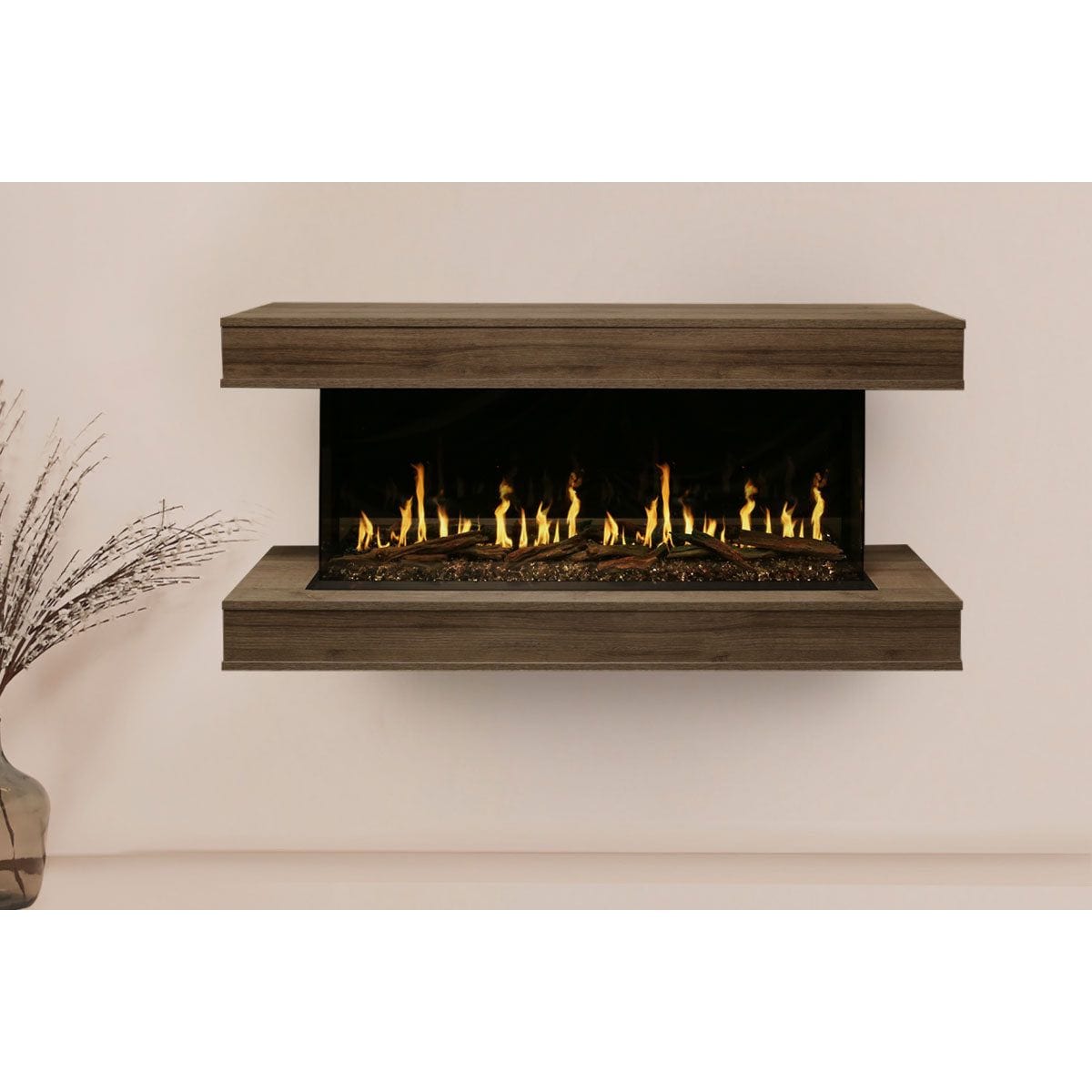 Modern Flames Orion Multi 73'' Electric Fireplace Wall Mount Studio Suite | Weathered Walnut SAMPLE PHOTO