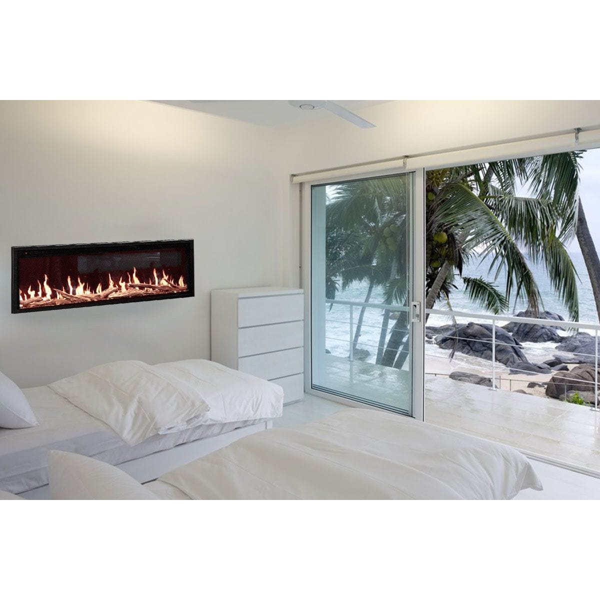 Modern Flames Modern Flames Orion Slim 100" Heliovision Virtual Recessed / Wall Mount Electric Fireplace Wall Mount Built In Electric Fireplace OR100-SLIM