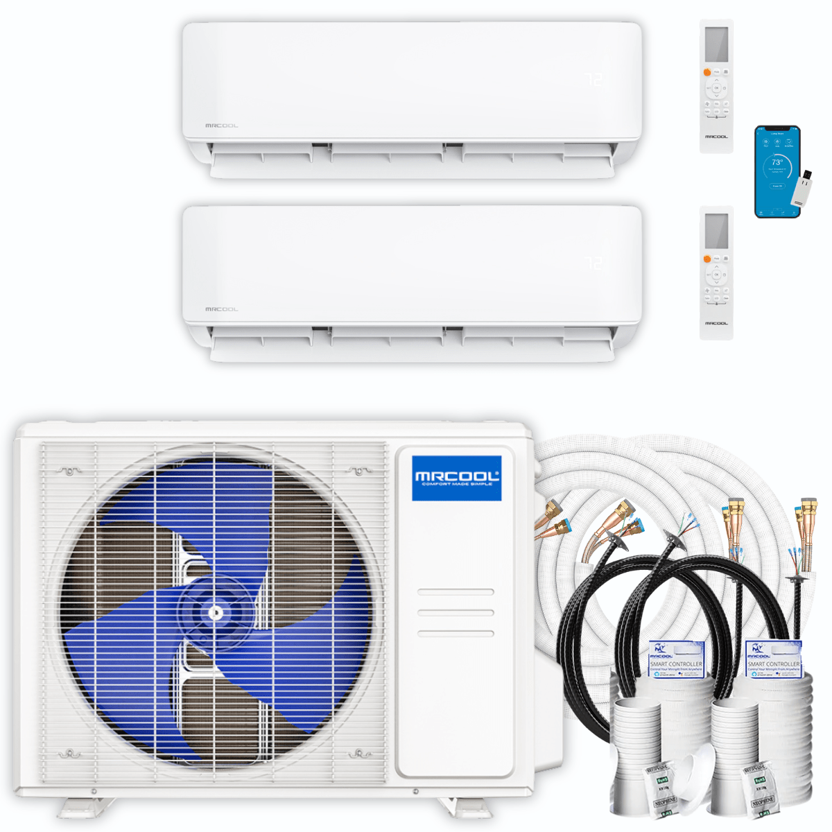 MRCOOL MRCOOL DIY Mini Split - 21,000 BTU 2 Zone Ductless Air Conditioner and Heat Pump with 16 ft. and 25 ft. Install Kit, DIYM218HPW01C01 Mini Split DIYM218HPW01C01