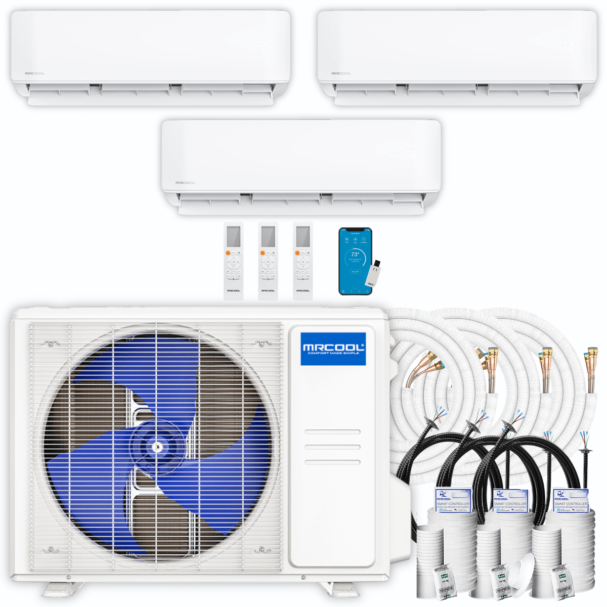 MRCOOL MRCOOL DIY Mini Split - 30,000 BTU 3 Zone Ductless Air Conditioner and Heat Pump with 16 ft. Install Kit, DIYM336HPW01C00 Mini Split DIYM336HPW01C00
