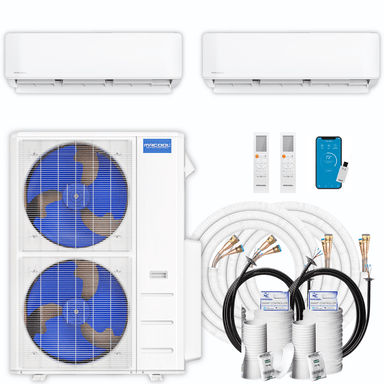 MRCOOL DIY Mini Split - 42,000 BTU 2 Zone Ductless Air Conditioner and Heat Pump with 35 ft. Install Kit, DIYM248HPW00C16