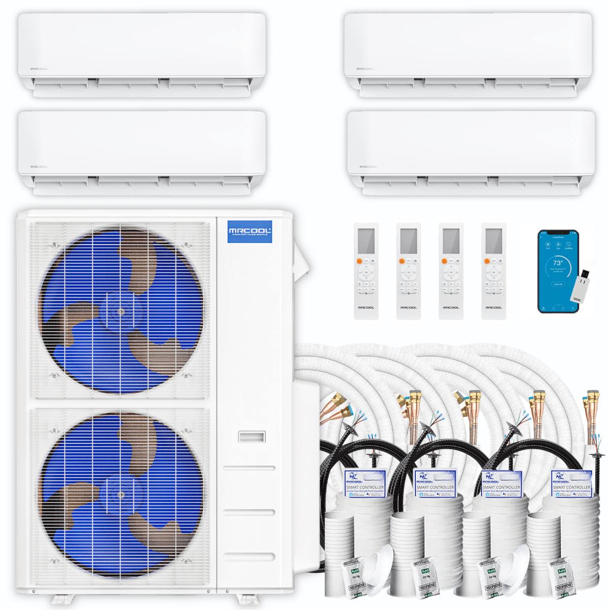 MRCOOL MRCOOL DIY Mini Split - 42,000 BTU 4 Zone Ductless Air Conditioner and Heat Pump with 50 ft. Install Kit, DIYM448HPW02C194 Mini Split DIYM448HPW02C194