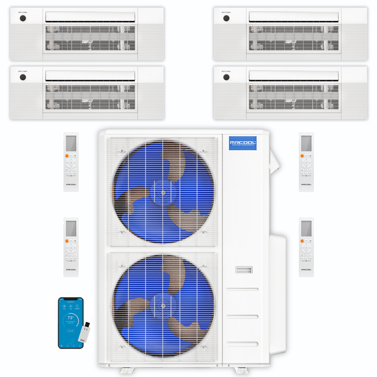 MRCOOL MRCOOL DIY Mini Split - 48,000 BTU 4 Zone Ceiling Cassette Ductless Air Conditioner and Heat Pump, DIY-BC-448HP12121212 Mini Split DIY-BC-448HP12121212