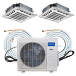 MRCOOL Olympus Mini Split - 24,000 BTU 2 Zone Ductless Ceiling Cassette Air Conditioner And Heat Pump With 25 Ft. Flared Lineset, OLY27-C-2-12-25