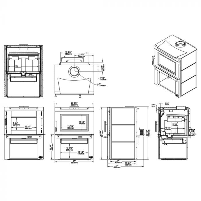 Osburn Osburn OB02032 Matrix Wood Stove with Blower OB02032 Wood Stoves OB02032